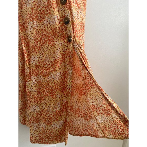 Japna Orange & Yellow Floral Sleeveless Button-Down Maxi Dress SizeM - Picture 4 of 5